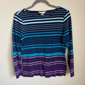 Christopher & Banks Striped Long-Sleeve Boatneck Top Size M